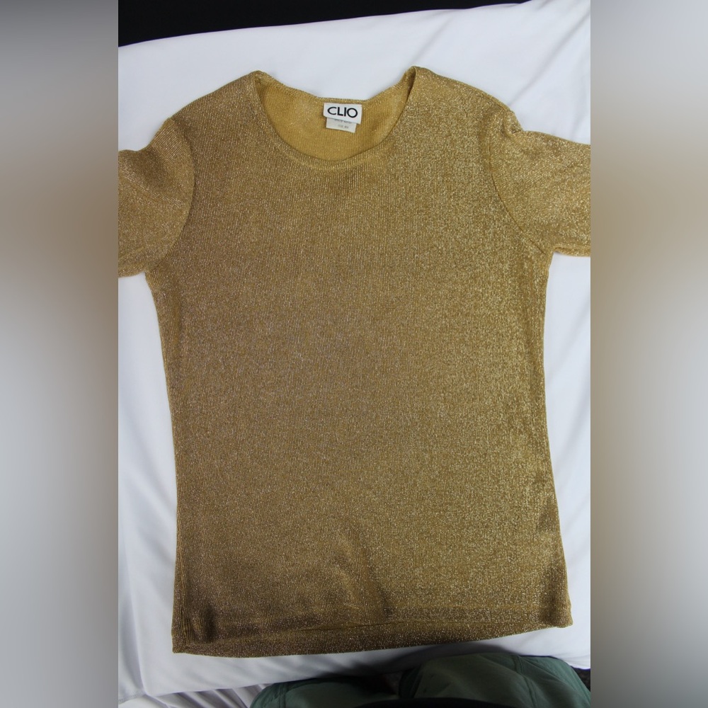 90’s Vintage Gold Metallic Top ~ CLIO ~ Size M